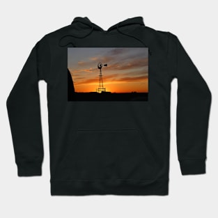 Kansas Blazing Windmill Sunset Silhouette Hoodie